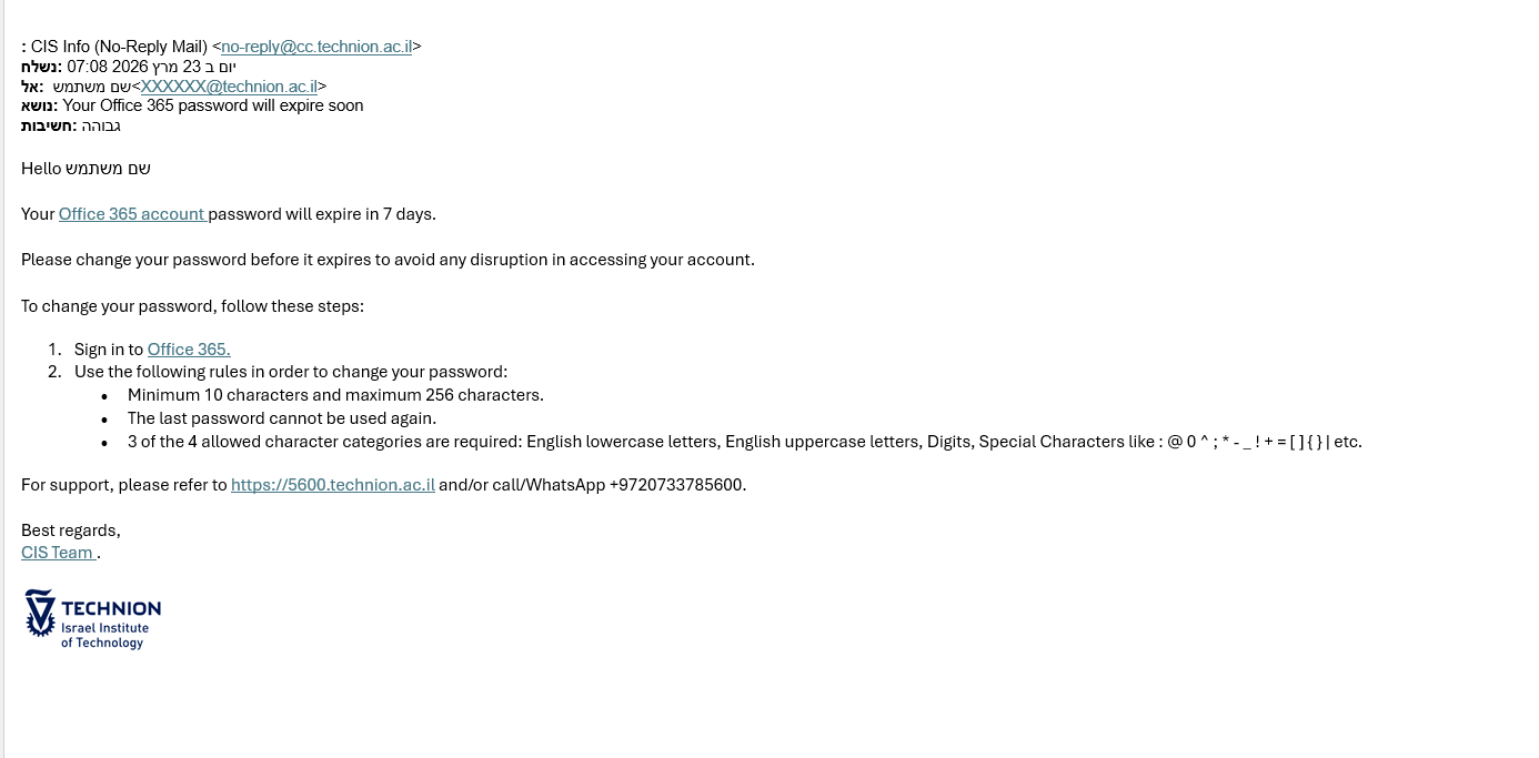 email password reset 